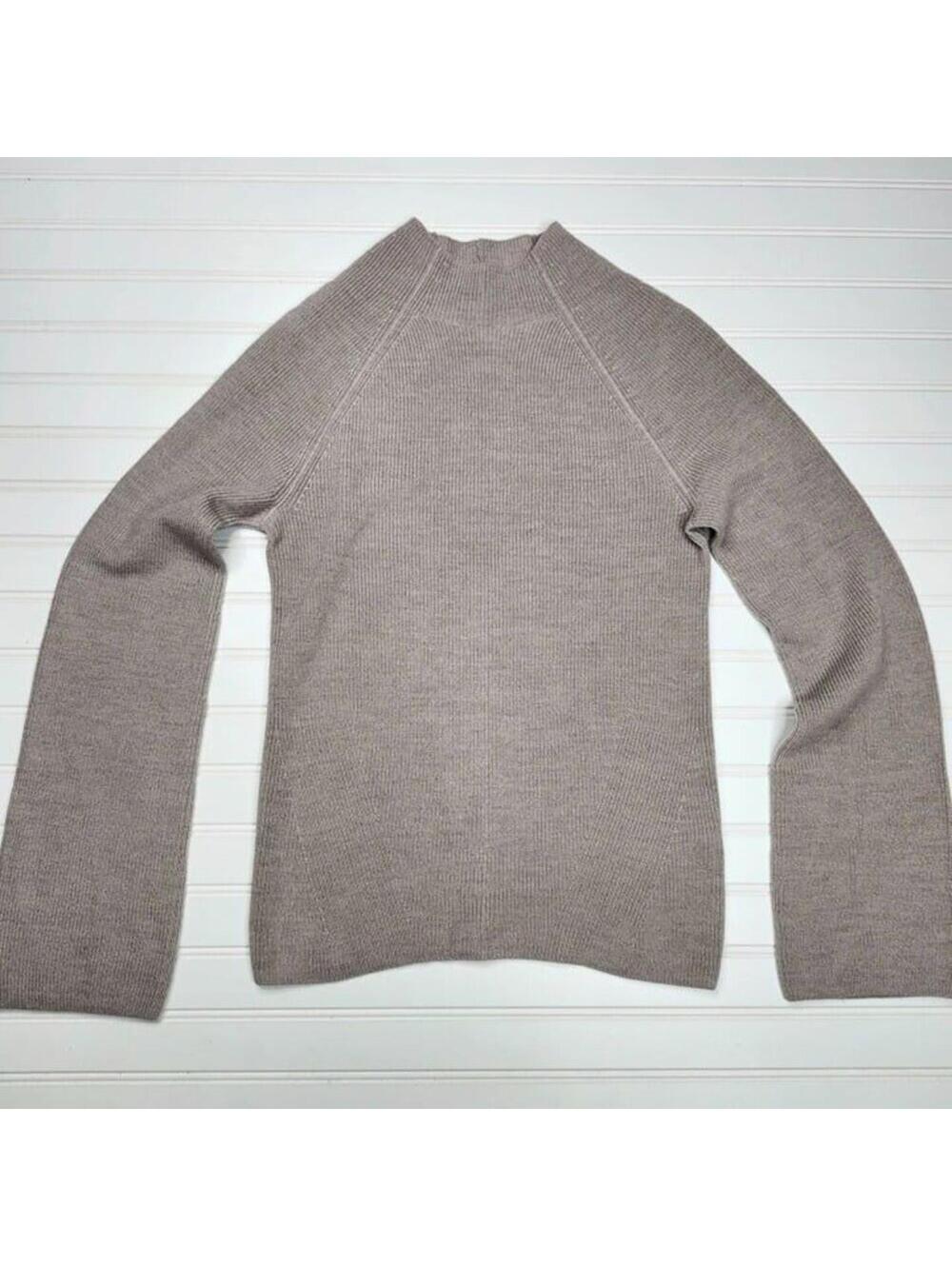 Banana Republic Women's Beige Mock Neck Merino Wool Keyhole Back Sweater Medium
